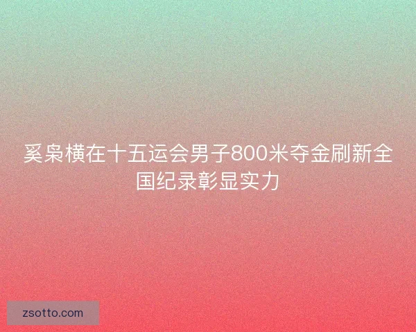 奚枭横在十五运会男子800米夺金刷新全国纪录彰显实力